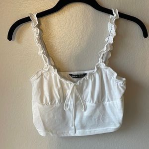 White tank top with scrunched sleeves